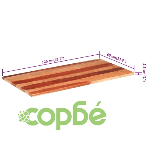 Плот за маса, 120x60x(2,5-2,7) см, акациево дърво масив ➤ топ цена ➤ sorbe.bg