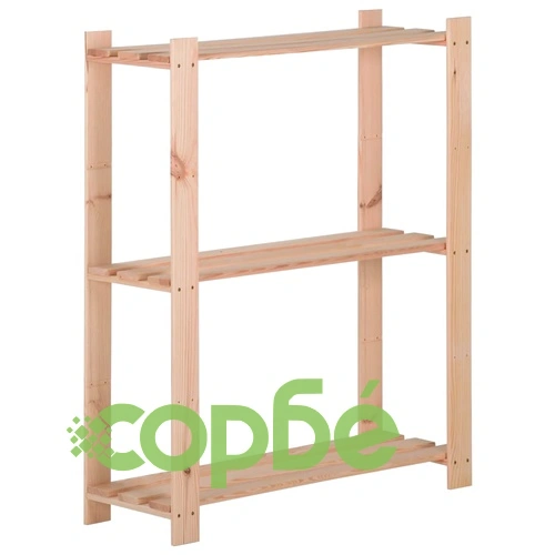 3-етажен стелаж, 60x28,5x90 см, бор масив ➤ топ цена ➤ sorbe.bg