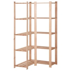 5-етажен ъглов стелаж, 82,5x82,5x170 см, бор масив