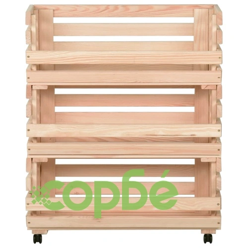 Количка за зеленчуци, 77x30x80 см, борово дърво масив ➤ топ цена ➤ sorbe.bg