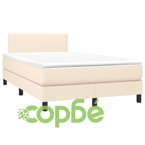 Боксспринг легло с матрак и LED, кремаво, 120x190 см, плат ➤ топ цена ➤ sorbe.bg