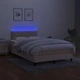 Боксспринг легло с матрак и LED, кремаво, 120x190 см, плат