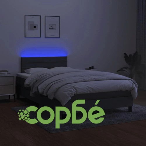 Боксспринг легло с матрак и LED, тъмносиво, 120x190 см, плат ➤ топ цена ➤ sorbe.bg