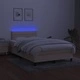 Боксспринг легло с матрак и LED, кремаво, 120x190 см, плат