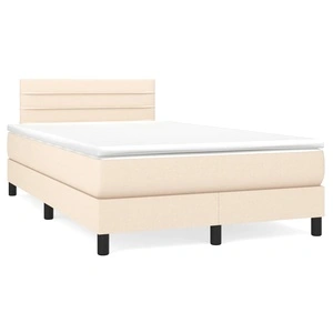 Боксспринг легло с матрак и LED, кремаво, 120x190 см, плат