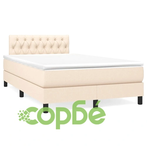 Боксспринг легло с матрак и LED, кремаво, 120x190 см, плат ➤ топ цена ➤ sorbe.bg