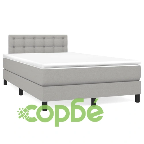 Боксспринг легло с матрак и LED, светлосиво, 120x190 см, плат ➤ топ цена ➤ sorbe.bg