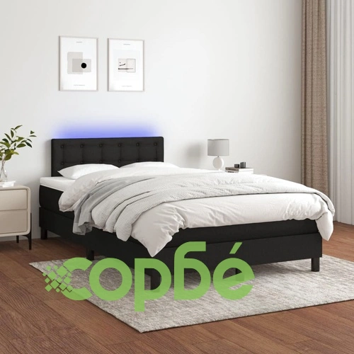 Боксспринг легло с матрак и LED, черно, 120x190 см, плат ➤ топ цена ➤ sorbe.bg