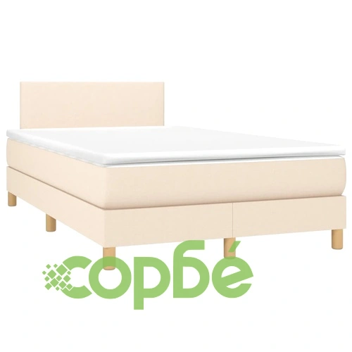Боксспринг легло с матрак и LED, кремаво, 120x190 см, плат ➤ топ цена ➤ sorbe.bg