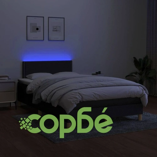 Боксспринг легло с матрак и LED, черно, 120x190 см, плат ➤ топ цена ➤ sorbe.bg