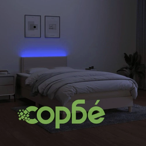 Боксспринг легло с матрак и LED, кремаво, 120x190 см, плат ➤ топ цена ➤ sorbe.bg
