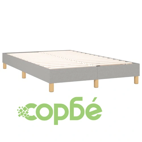 Боксспринг легло с матрак и LED, светлосиво, 120x190 см, плат ➤ топ цена ➤ sorbe.bg