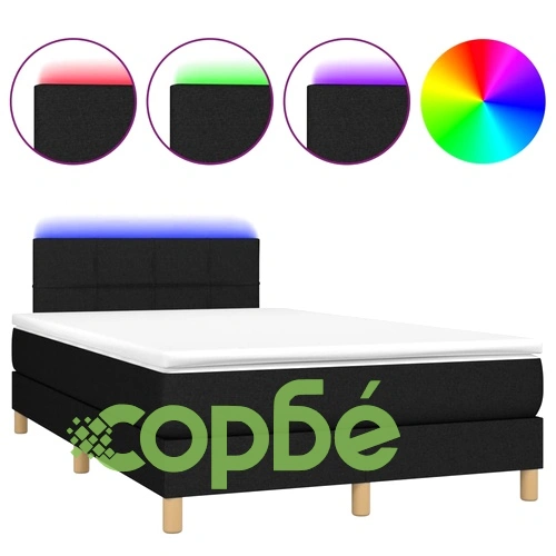 Боксспринг легло с матрак и LED, черно, 120x190 см, плат ➤ топ цена ➤ sorbe.bg