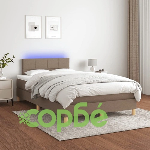 Боксспринг легло с матрак и LED, таупе, 120x190 см, плат ➤ топ цена ➤ sorbe.bg