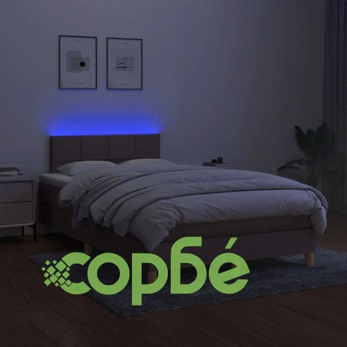 Боксспринг легло с матрак и LED, таупе, 120x190 см, плат ➤ топ цена ➤ sorbe.bg