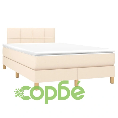 Боксспринг легло с матрак и LED, кремаво, 120x190 см, плат ➤ топ цена ➤ sorbe.bg