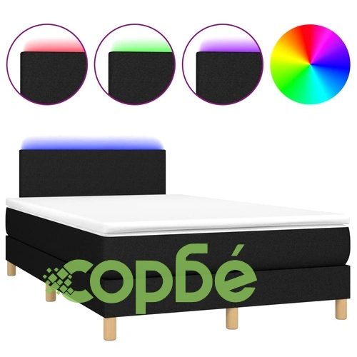Боксспринг легло с матрак и LED, черно, 120x190 см, плат ➤ топ цена ➤ sorbe.bg