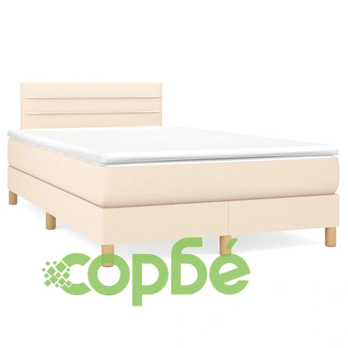 Боксспринг легло с матрак и LED, кремаво, 120x190 см, плат ➤ топ цена ➤ sorbe.bg