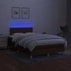 Боксспринг легло с матрак и LED, тъмнокафяво, 120x190 см, плат