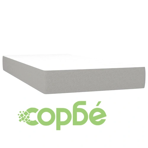 Боксспринг легло с матрак и LED, светлосиво, 120x190 см, плат ➤ топ цена ➤ sorbe.bg