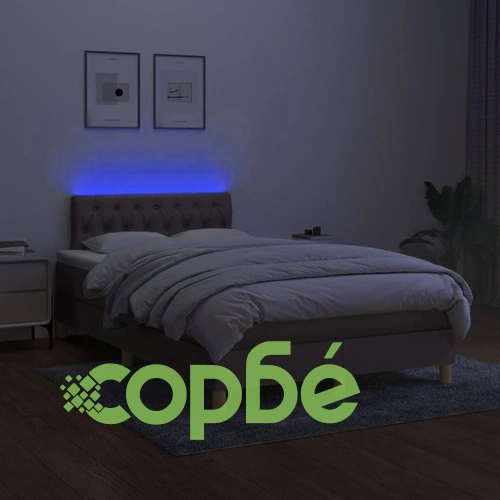 Боксспринг легло с матрак и LED, таупе, 120x190 см, плат ➤ топ цена ➤ sorbe.bg