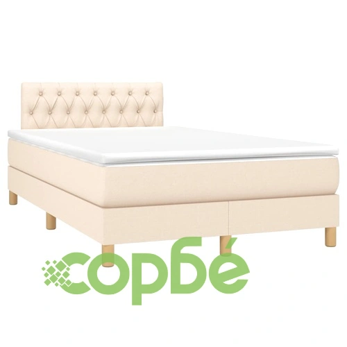 Боксспринг легло с матрак и LED, кремаво, 120x190 см, плат ➤ топ цена ➤ sorbe.bg