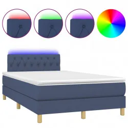 Боксспринг легло с матрак и LED, синьо, 120x190 см, текстил