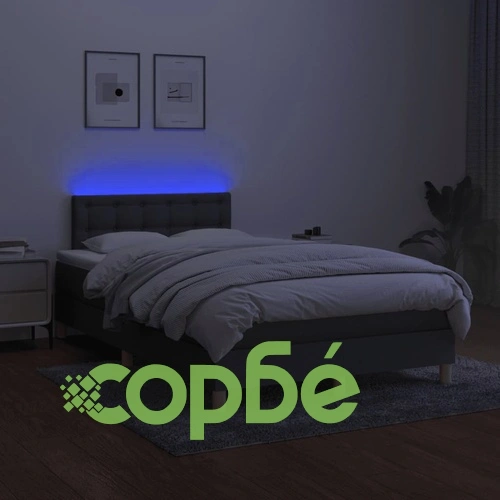 Боксспринг легло с матрак и LED, тъмносиво, 120x190 см, плат ➤ топ цена ➤ sorbe.bg
