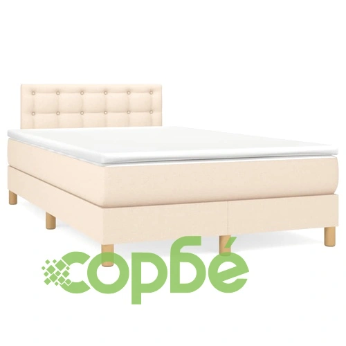 Боксспринг легло с матрак и LED, кремаво, 120x190 см, плат ➤ топ цена ➤ sorbe.bg
