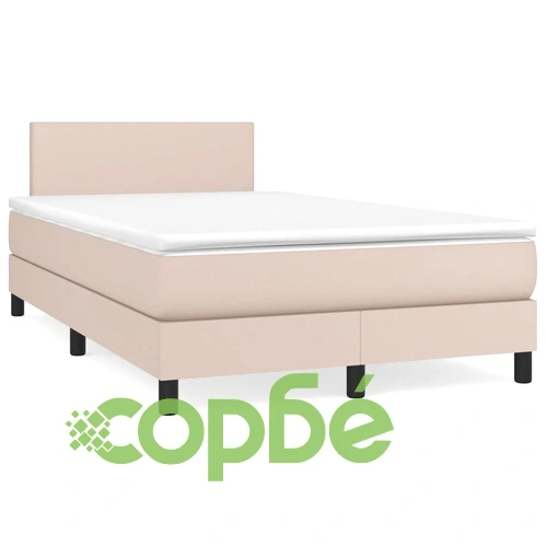 Боксспринг легло с матрак LED капучино 120x190 см еко кожа ➤ топ цена ➤ sorbe.bg