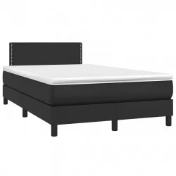 Боксспринг легло с матрак и LED, черно, 120x190 см, еко кожа