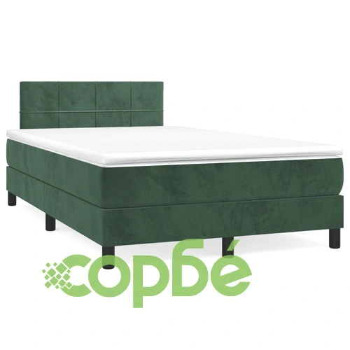 Боксспринг легло с матрак и LED тъмнозелено 120x190 см кадифе ➤ топ цена ➤ sorbe.bg