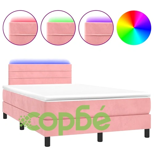 Боксспринг легло с матрак и LED, черно, 120x190 см, кадифе ➤ топ цена ➤ sorbe.bg