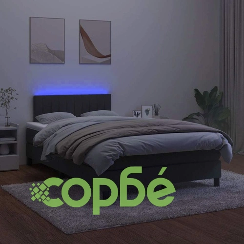 Боксспринг легло с матрак и LED, черно, 120x190 см, кадифе ➤ топ цена ➤ sorbe.bg