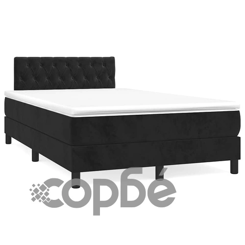 Боксспринг легло с матрак и LED, черно, 120x190 см, кадифе ➤ топ цена ➤ sorbe.bg