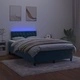 Боксспринг легло с матрак и LED, тъмносиньо, 120x190 см, кадифе