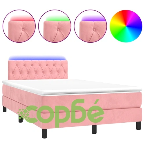 Боксспринг легло с матрак и LED, черно, 120x190 см, кадифе ➤ топ цена ➤ sorbe.bg