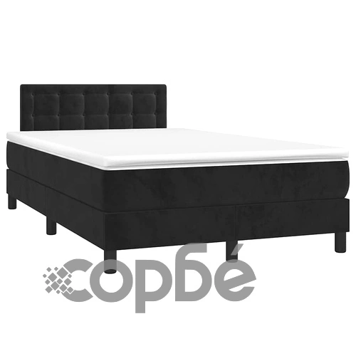 Боксспринг легло с матрак и LED, черно, 120x190 см, кадифе ➤ топ цена ➤ sorbe.bg