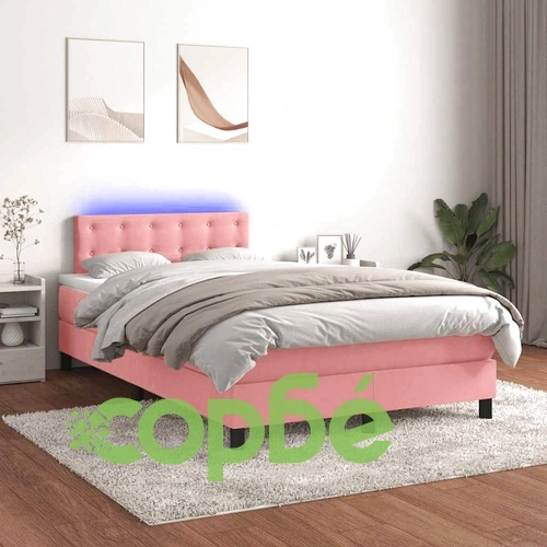 Боксспринг легло с матрак и LED, черно, 120x190 см, кадифе ➤ топ цена ➤ sorbe.bg
