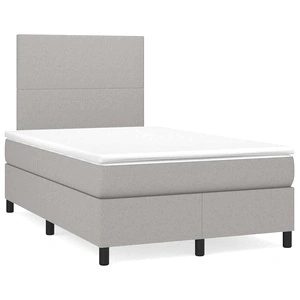 Боксспринг легло с матрак и LED, светлосиво, 120x190 см, плат