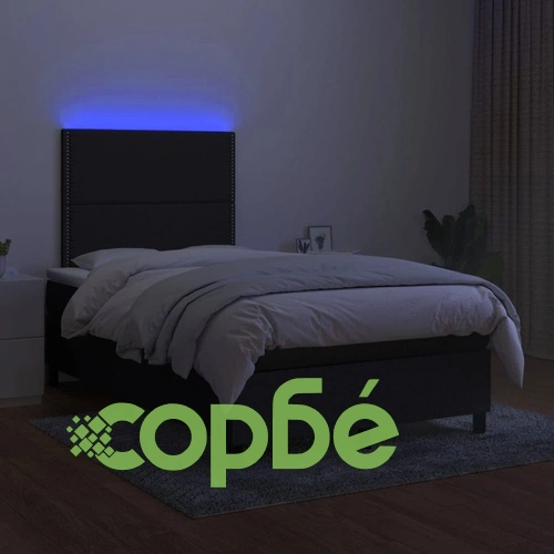 Боксспринг легло с матрак и LED, черно, 120x190 см, плат ➤ топ цена ➤ sorbe.bg