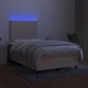 Боксспринг легло с матрак и LED, кремаво, 120x190 см, плат