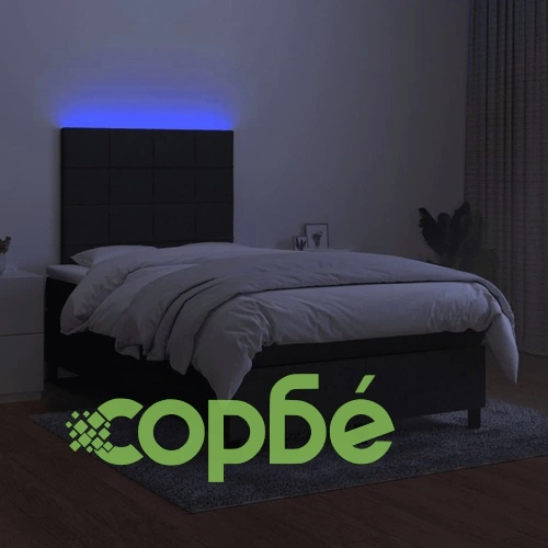 Боксспринг легло с матрак и LED, черно, 120x190 см, плат ➤ топ цена ➤ sorbe.bg