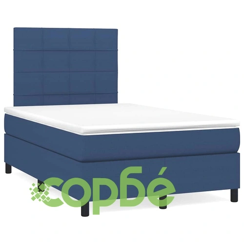 Боксспринг легло с матрак и LED, синьо, 120x190 см, текстил ➤ топ цена ➤ sorbe.bg