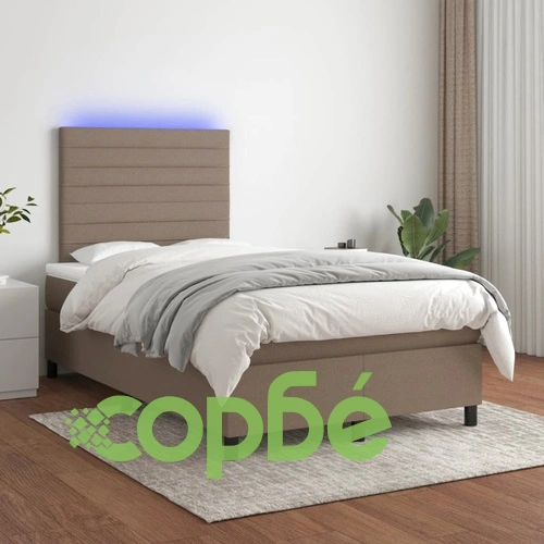 Боксспринг легло с матрак и LED, таупе, 120x190 см, плат ➤ топ цена ➤ sorbe.bg