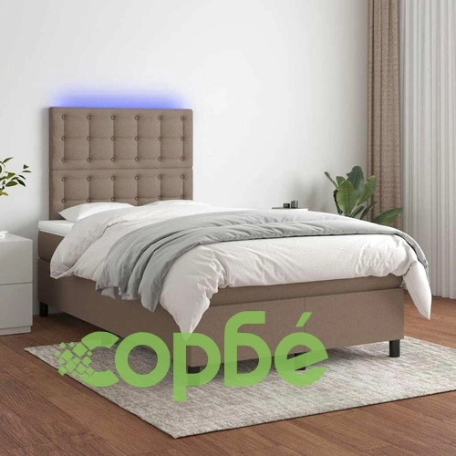 Боксспринг легло с матрак и LED, таупе, 120x190 см, плат ➤ топ цена ➤ sorbe.bg