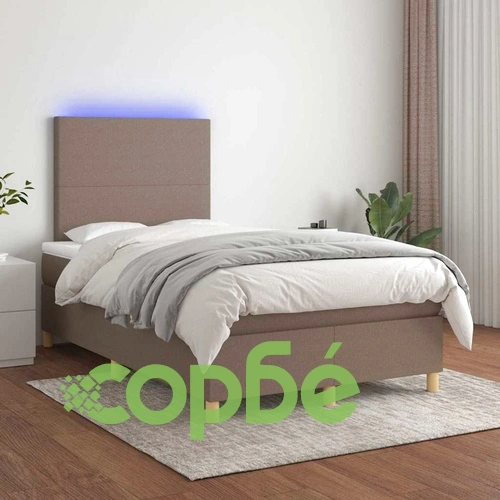 Боксспринг легло с матрак и LED, таупе, 120x190 см, плат ➤ топ цена ➤ sorbe.bg