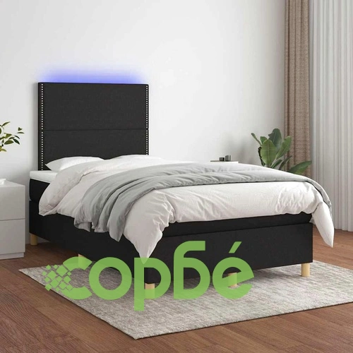 Боксспринг легло с матрак и LED, черно, 120x190 см, плат ➤ топ цена ➤ sorbe.bg