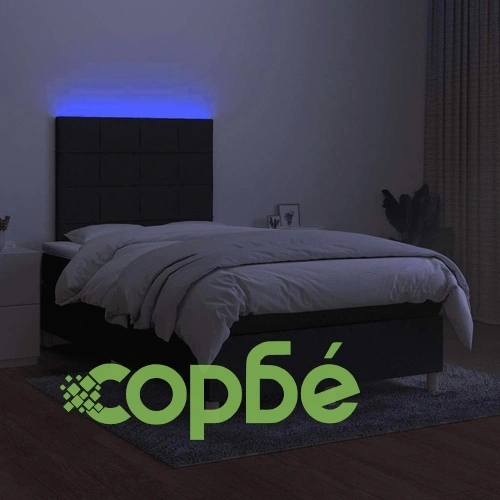 Боксспринг легло с матрак и LED, черно, 120x190 см, плат ➤ топ цена ➤ sorbe.bg
