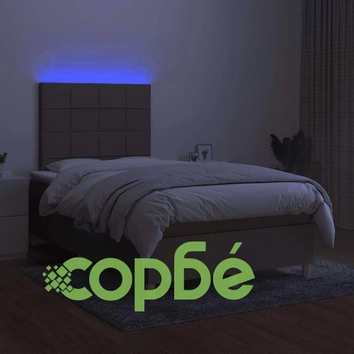 Боксспринг легло с матрак и LED, таупе, 120x190 см, плат ➤ топ цена ➤ sorbe.bg